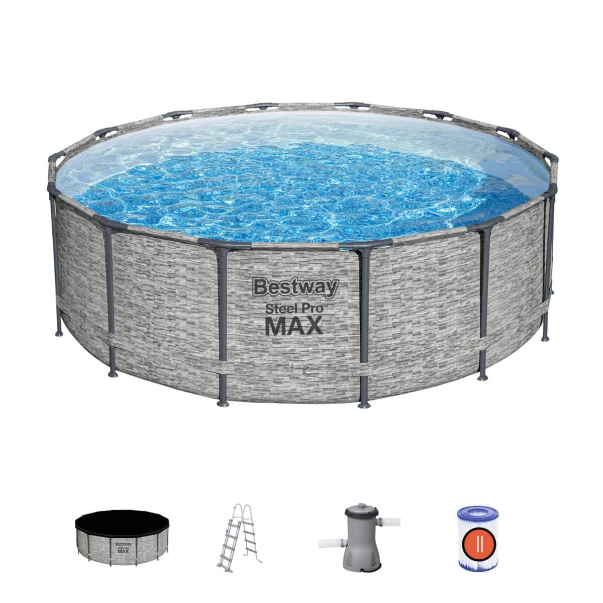 Conjunto De Piscina Desmontable Redonda Bestway Steel Pro MAX 4 27 M X