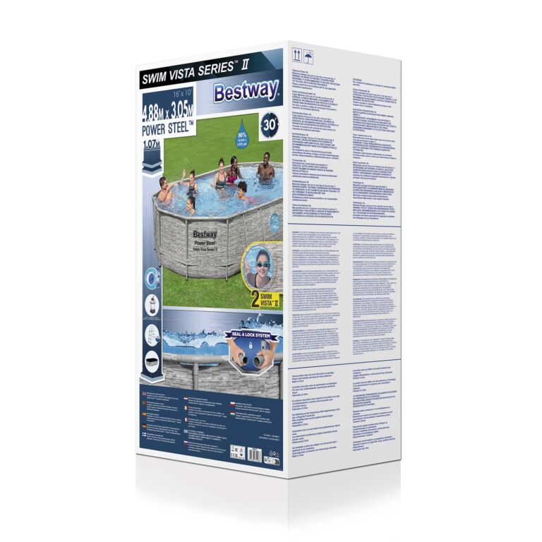 Juego de piscina ovalada Power Steel Swim Vista Series de 4,88 m x 3,05 m x 1,07m