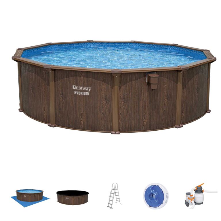 Bestway Hydrium Conjunto de Piscina Desmontable con Pared de Acero Redonda 4,88 m X 1,30 m