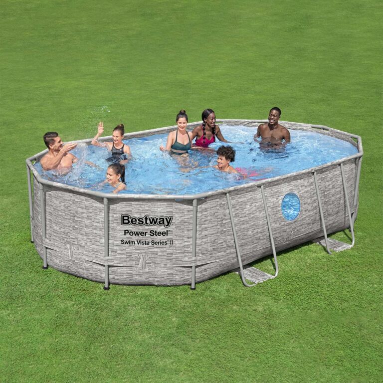 Juego de piscina ovalada Power Steel Swim Vista Series de 4,88 m x 3,05 m x 1,07m