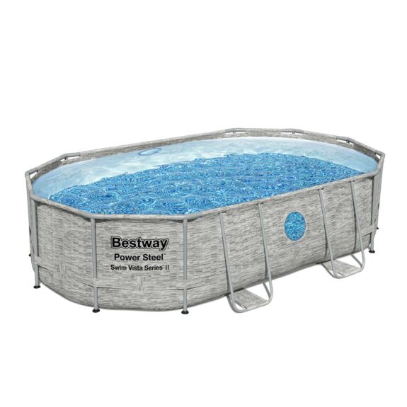 Juego de piscina ovalada Power Steel Swim Vista Series de 4,88 m x 3,05 m x 1,07m