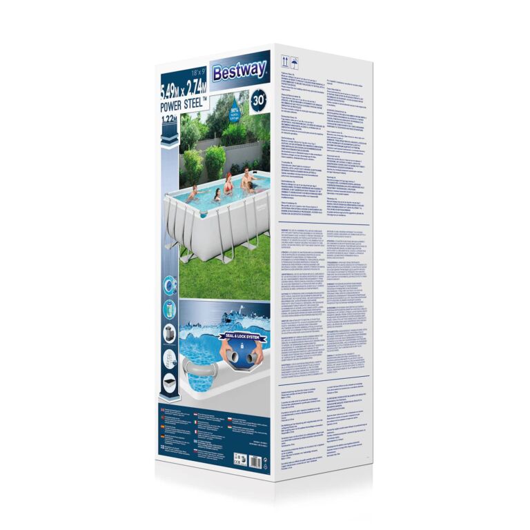 Conjunto de piscina sobre superficie Power Steel de Bestway de 5.49 m x 2.74 m x 1.22 m con bomba de filtrado