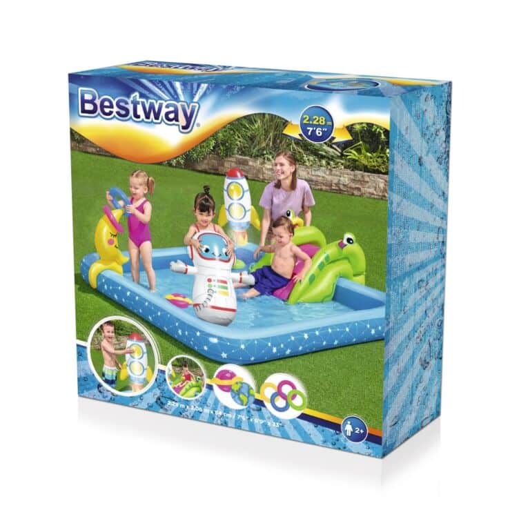 Centro de Juegos Acuáticos Hinchable Infantil Pequeño Astronauta Bestway con Tobogán