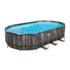 Piscina Desmontable Tubular Power Steel Oval Diseño Madera 6,10x3,66x1,22 m con Depuradora de arena 5.678 L/H