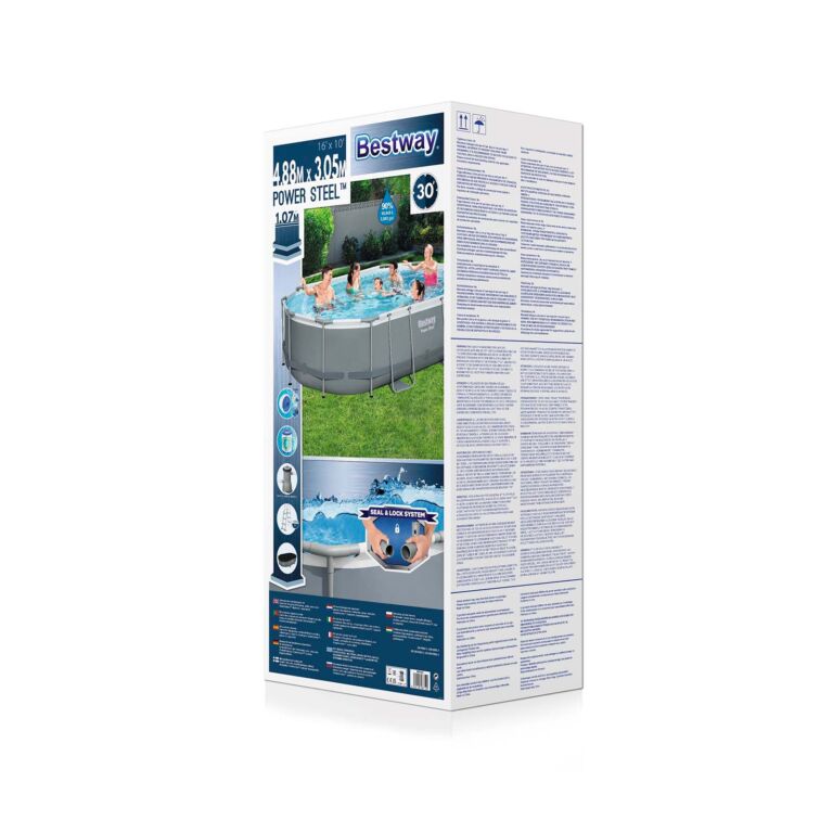 Conjunto de piscina sobre superficie Power Steel de Bestway de 4.88 m x 3.05 m x 1.07 m