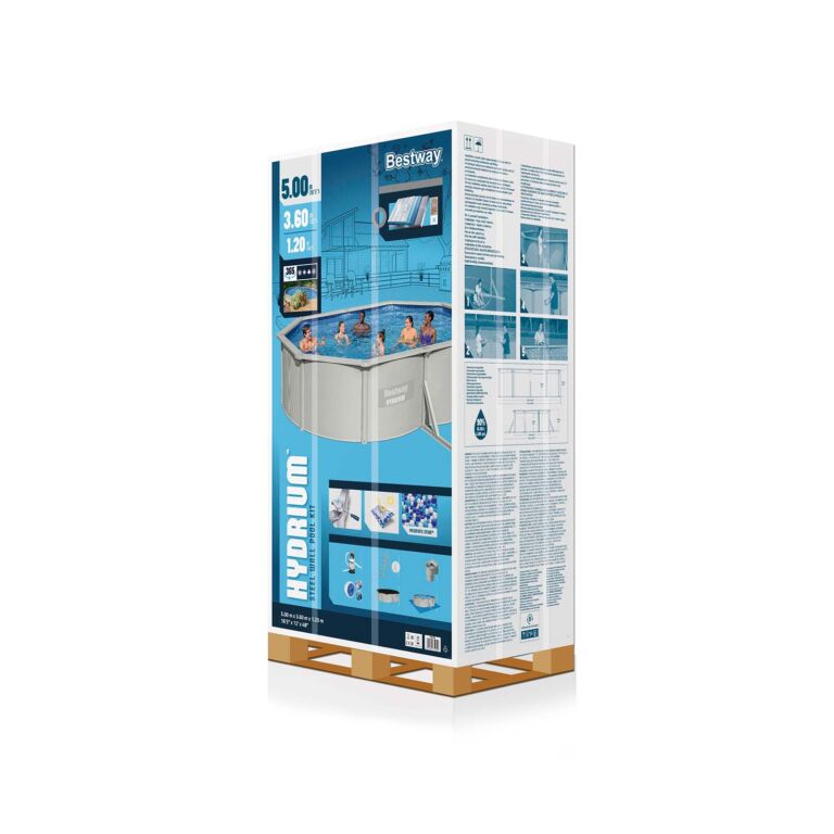 Conjunto de piscina sobre superficie con pared de acero Hydrium de Bestway de 5.00 m x 3.60 m x 1.20 m