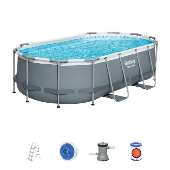 Conjunto de piscina sobre superficie Power Steel de Bestway de 4,27 m x 2,50 m x 1,00 m