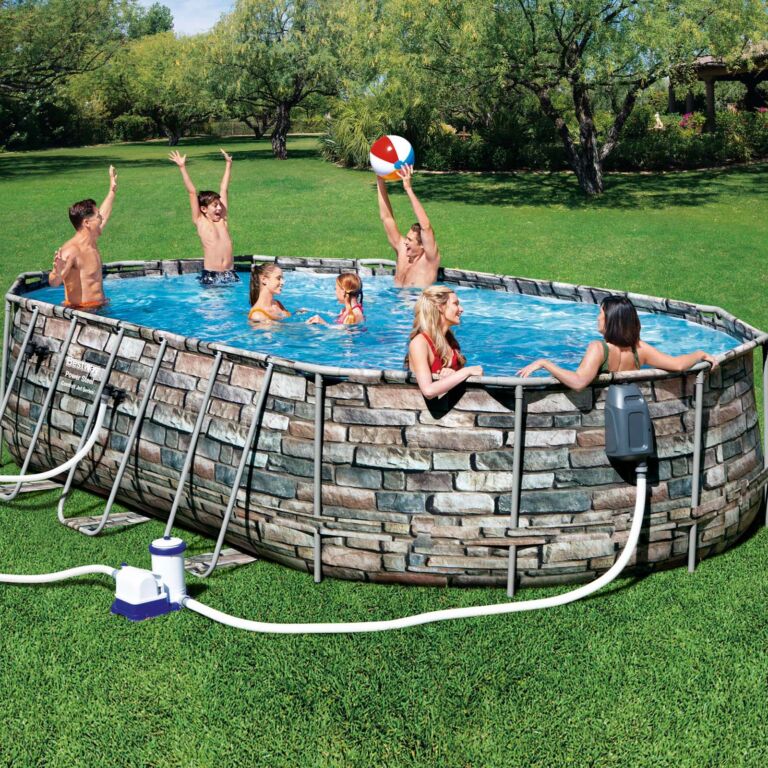 Conjunto de piscina sobre superficie Power Steel 610 X 366 X 122 CM Comfort Jet Series de Bestway