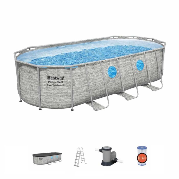 Conjunto de Piscina Desmontable Power Steel Swim Vista Series II Bestway 5.49 m x 2.74 m x 1.22 m