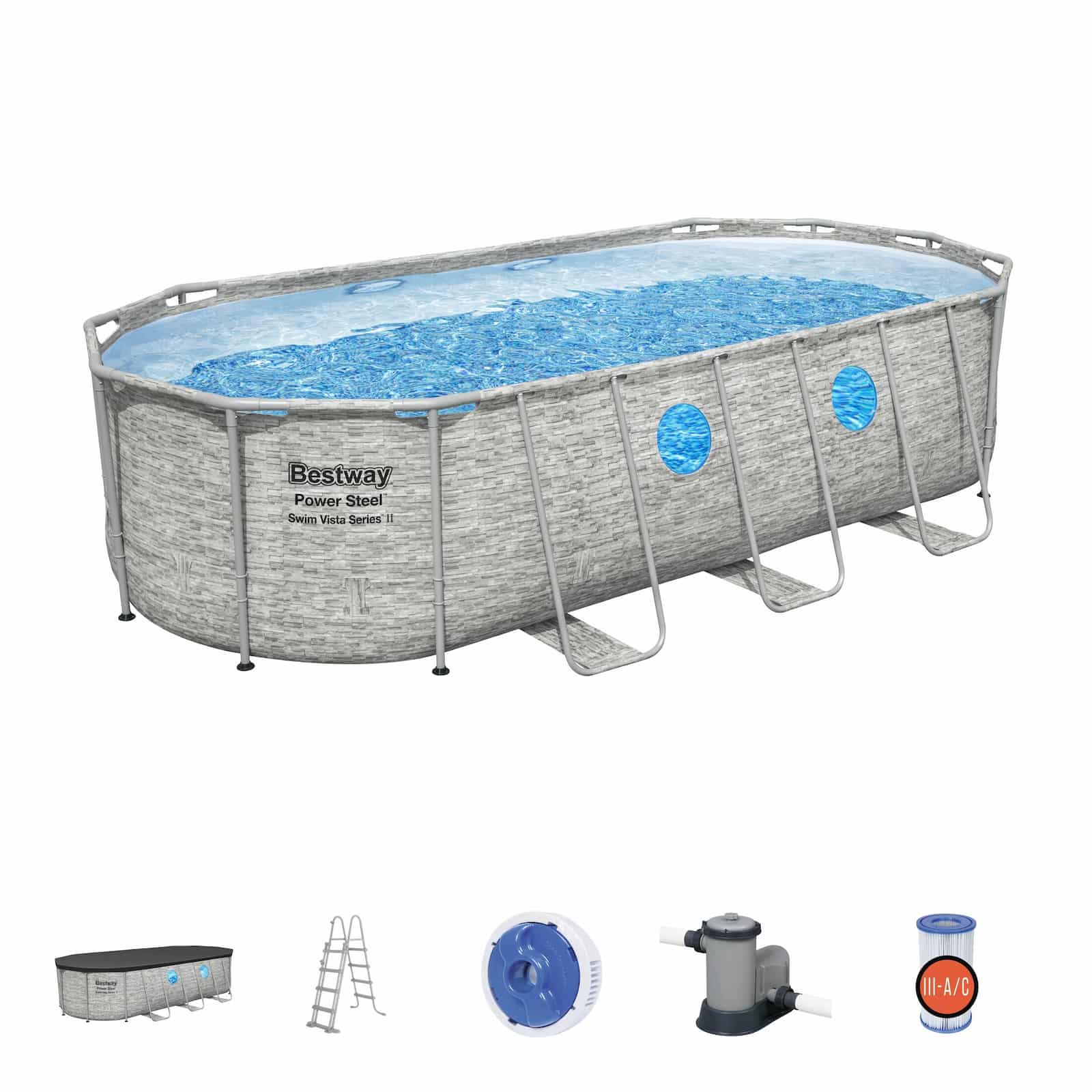 Conjunto de Piscina Desmontable Power Steel Swim Vista Series II Bestway 5.49 m x 2.74 m x 1.22 m