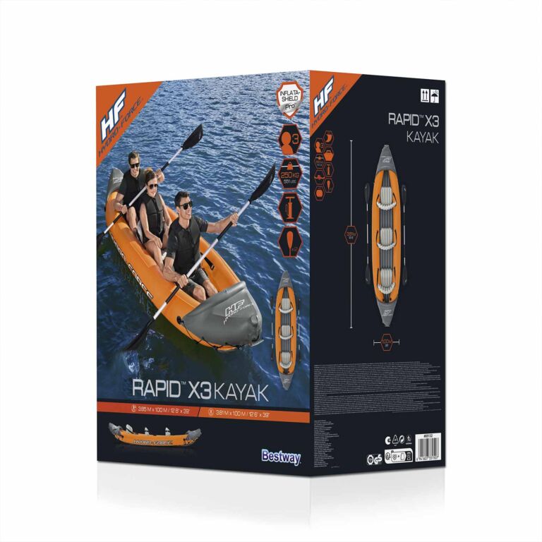 Juego de kayak hinchable Hydro-Force Rapid X3 de 3,81 m
