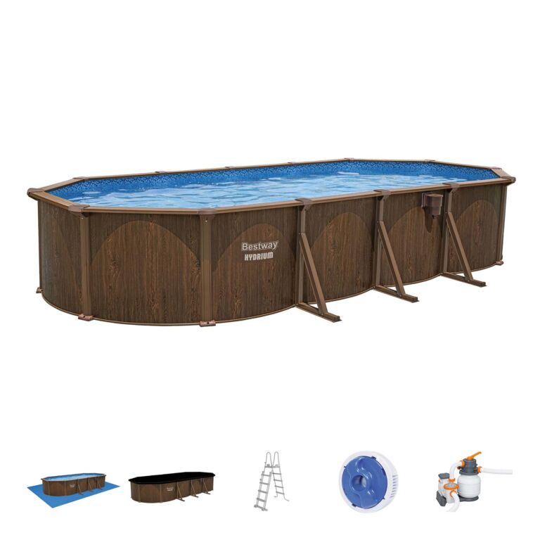 Conjunto de Piscina Desmontable Ovalada de Pared de Acero Hydrium de Bestway 7,30 m x 3,60 m x 1,30 m