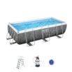 Conjunto de Piscina Desmontable Power Steel de Ratán Gris de 4.04 m x 2.01 m x 1.00 m con depuradora de arena