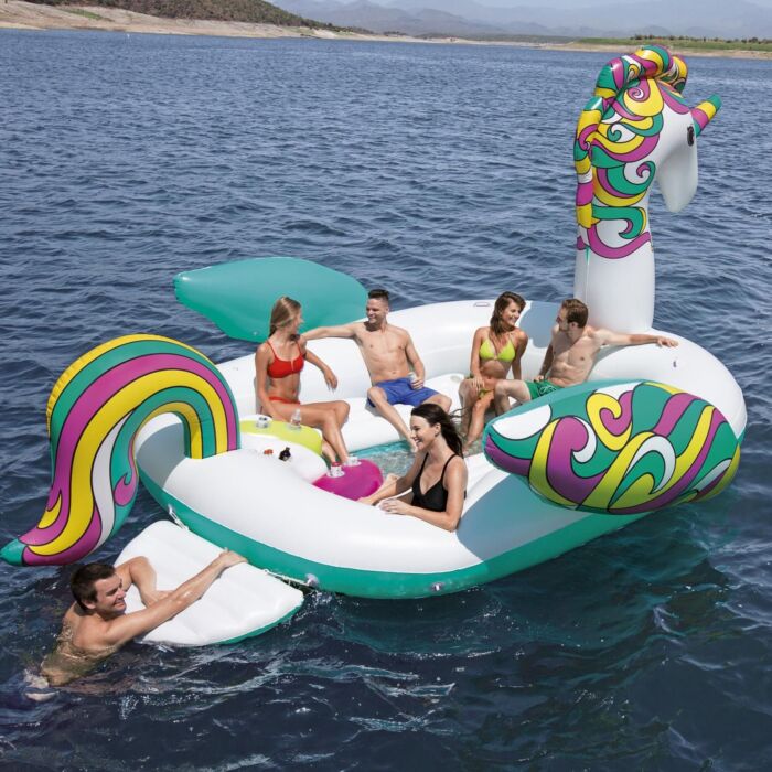 Unicornio Hinchable Isla Gigante Bestway 590x404 cm