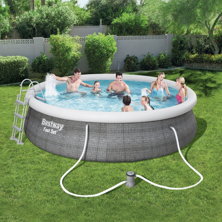 Set de piscina hinchable redonda Fast Set de Bestway de 4.57 m x 1.07 m
