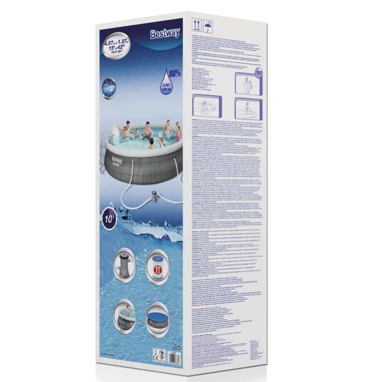 Set de piscina hinchable redonda Fast Set de Bestway de 4.57 m x 1.07 m