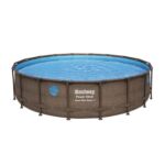 Conjunto de piscina circular sobre superficie Power Steel Swim Vista Series II de Bestway de 5.49 m x 1.22 m