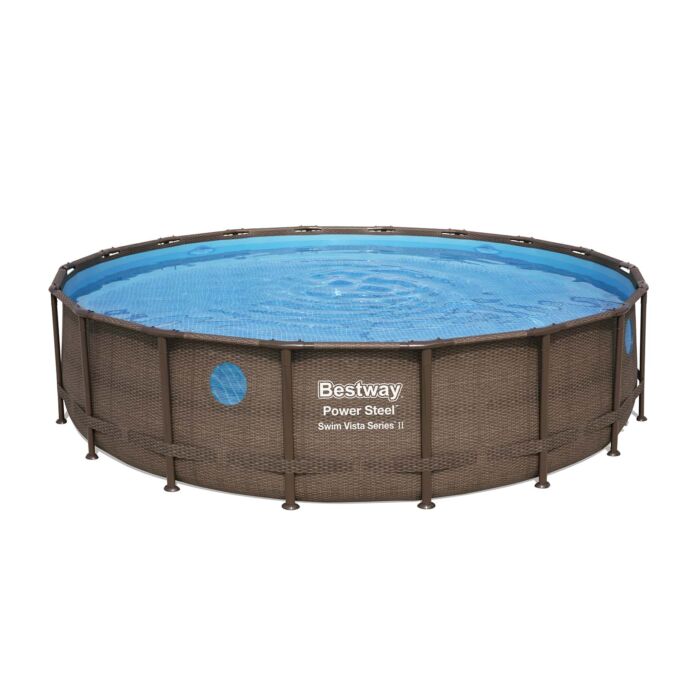 Conjunto de piscina circular sobre superficie Power Steel Swim Vista Series II de Bestway de 5.49 m x 1.22 m