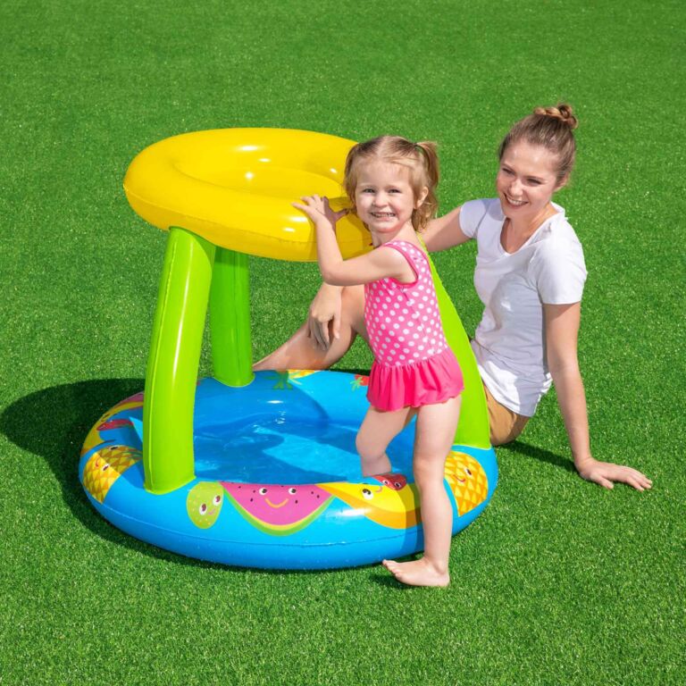 Piscina hinchable con dosel para bebés UV Careful Frutas de Bestway