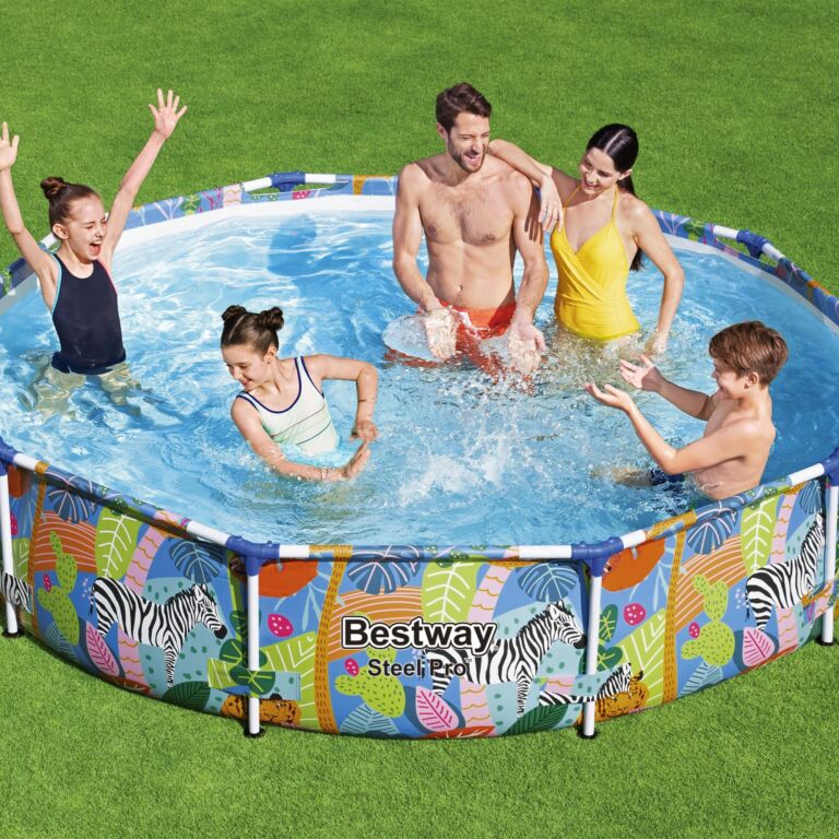 Piscina Steel Pro con diseño de animales de colores