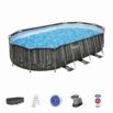 Piscina Desmontable Tubular Bestway Power Steel Oval Diseño Madera 610x366x122 cm con Depuradora Cartucho 5.678 L/H