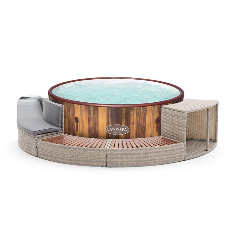 Pack Spa de hidromasaje inflable para 5-7 personas Lay-Z-Spa Helsinki AirJet con Revestimiento HALF SURROUND 180