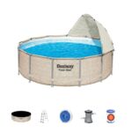 Set de piscina desmontable con toldo Power Steel  3,96 m x 1,07 m