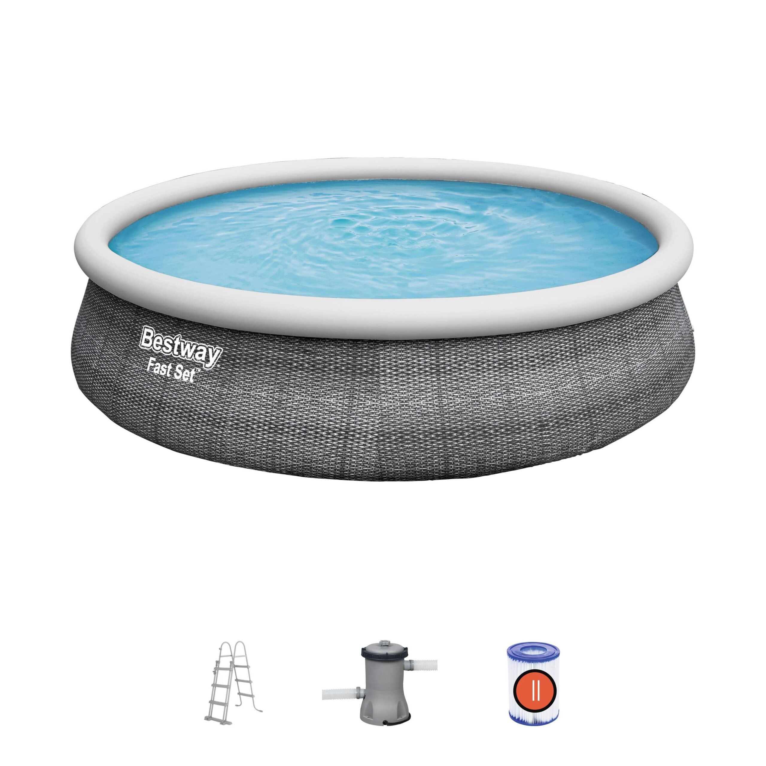 Set de piscina hinchable redonda Fast Set de Bestway de 4.57 m x 1.07 m