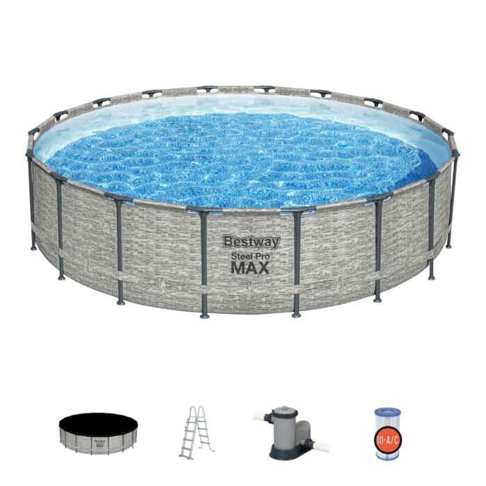 Conjunto de Piscina Desmontable Redonda Bestway Steel Pro MAX de 5,49 m x 1,22