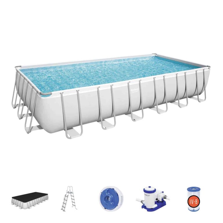Conjunto de piscina sobre superficie Power Steel de Bestway de 7.32 m x 3.66 m x 1.32 m con depuradora de cartucho