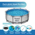 Pack piscina desmontable redonda 305×100 cm Steel Pro-MAX + Accesorios
