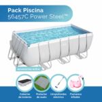 Pack Piscina 56457C Power Steel Rectangular. 412 X 201 X 122CM, Cobertor de Invierno, Protector de Suelo, Kit Iniciación