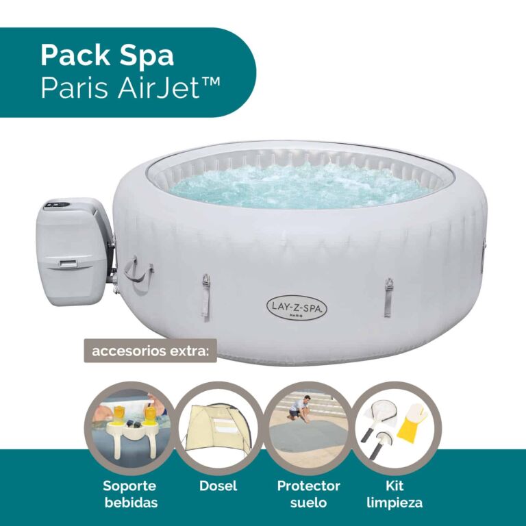 Pack de Spa hidromasaje inflable para 4-6 personas Lay-Z-Spa Paris Airjet con accesorios