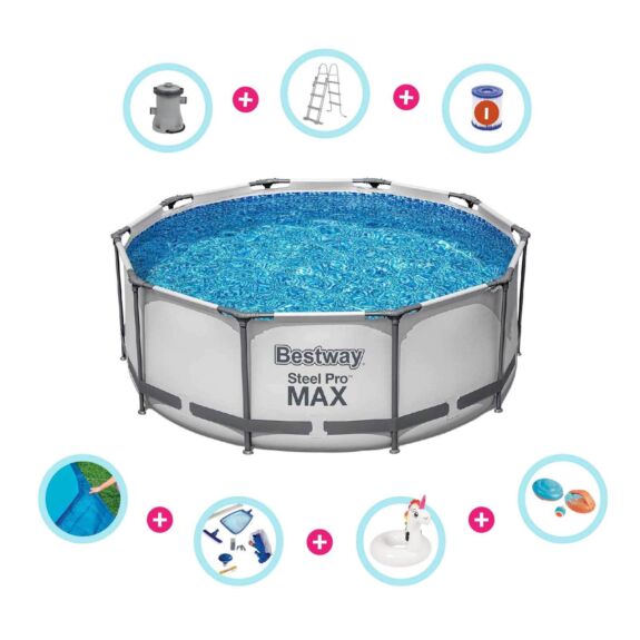 Pack piscina desmontable redonda 305×100 cm Steel Pro-MAX + Accesorios