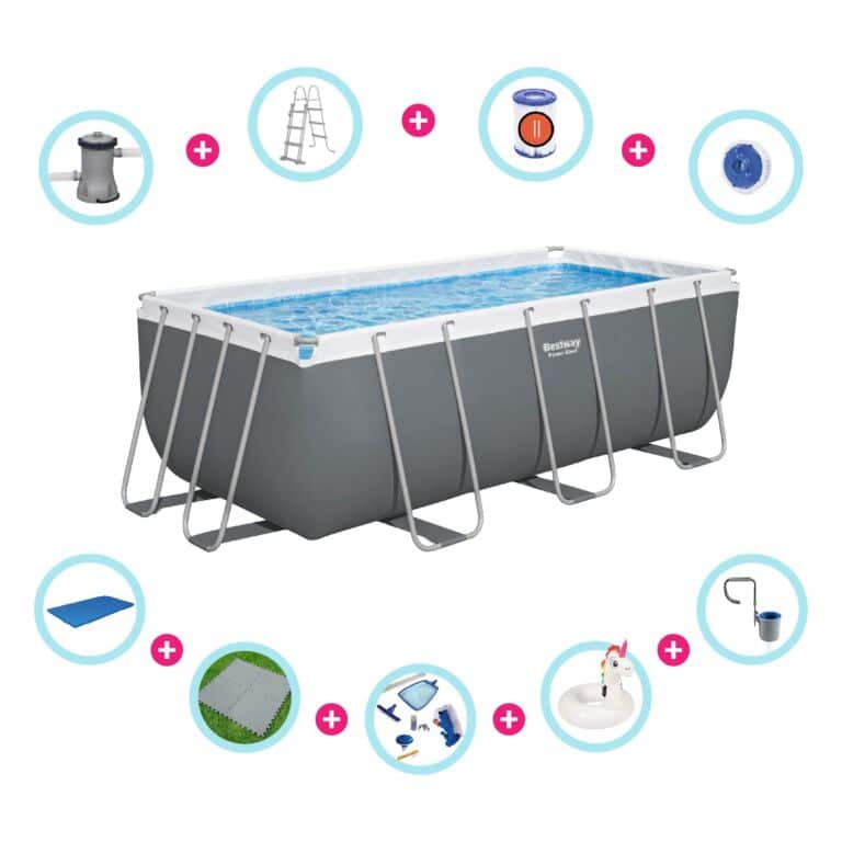 Pack piscina desmontable rectangular 4,12 m x 2,01 m x 1,22 m Power Steel  + Accesorios