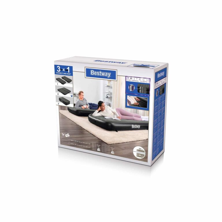 Colchón de Aire Bestway 1,88 m x 99 cm x 25 cm Tritech Connect and Rest 3 en 1 Twin/King