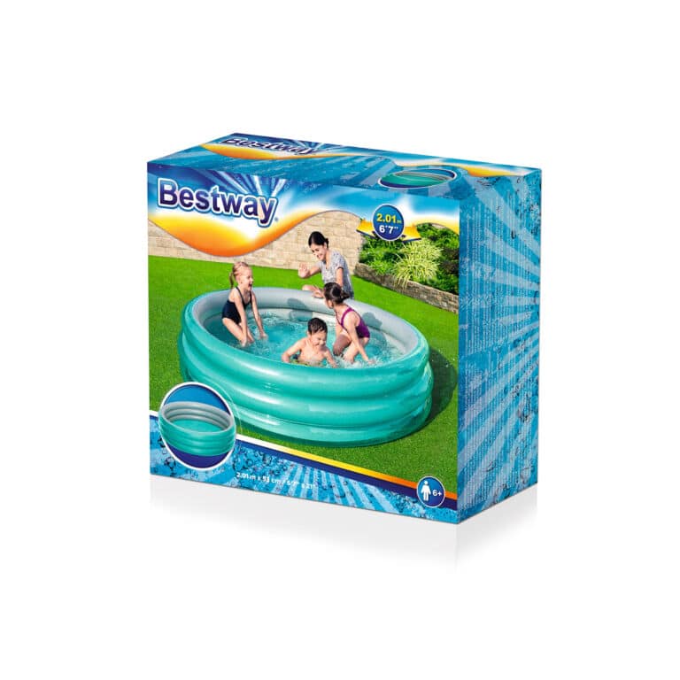 Piscina de juegos inflable grande con 3 anillos metálicos de 2.01 m