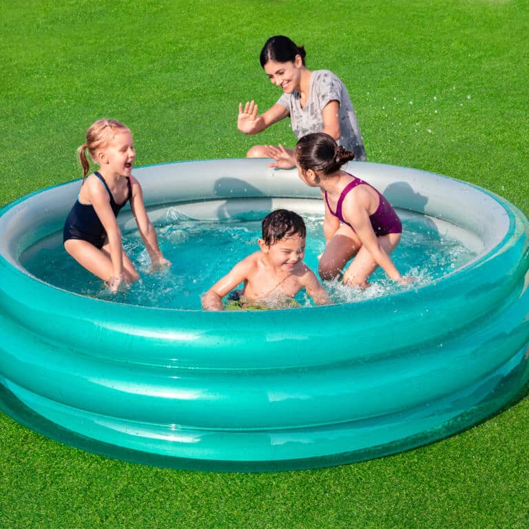 Piscina de juegos inflable grande con 3 anillos metálicos de 2.01 m