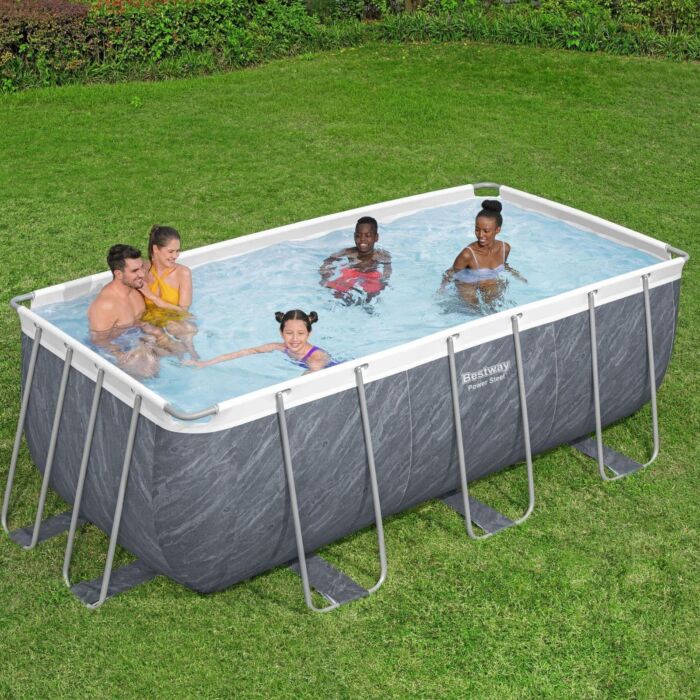 Piscina elevada 4,12 x 2,01x 1,22m con efecto piedra Bestway Power Steel