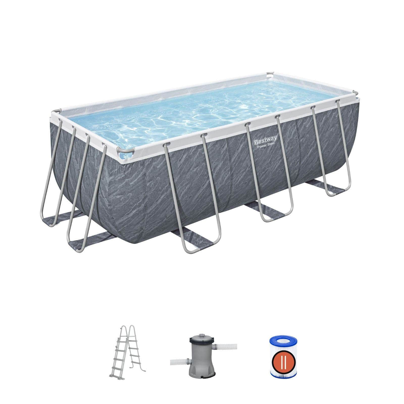 Piscina elevada 4,12 x 2,01x 1,22m con efecto piedra Bestway Power Steel
