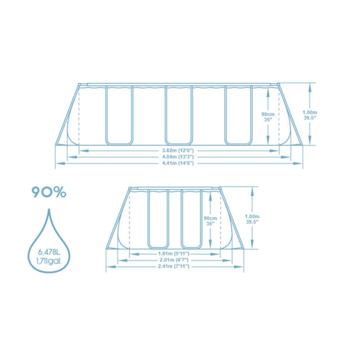 Conjunto piscina elevada Bestway Power Steel 4,04m x 2,01m x 1,00m