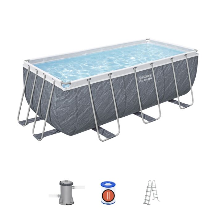 Piscina elevada 4,12 x 2,01x 1,22m con efecto piedra Bestway Power Steel