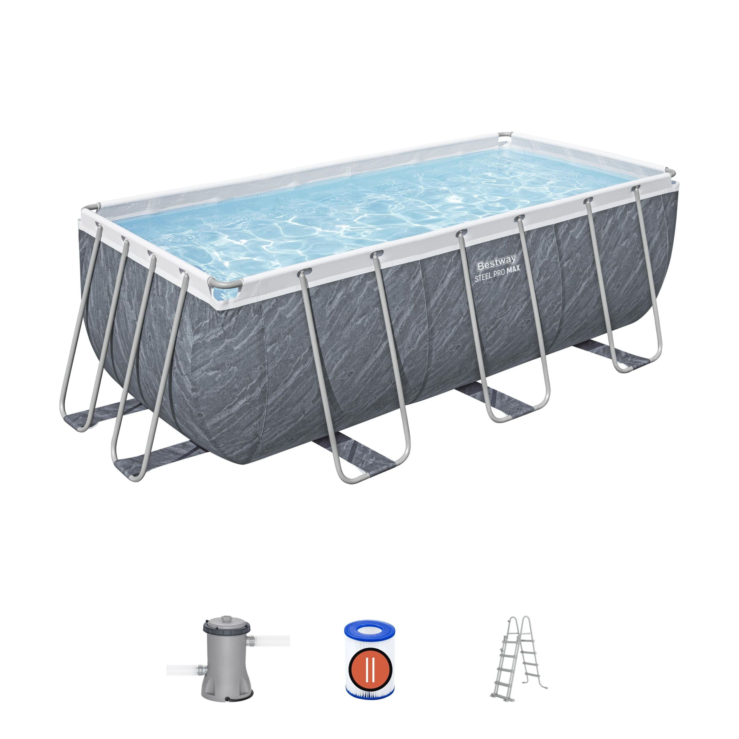 Piscina elevada 4,12 x 2,01x 1,22m con efecto piedra Bestway Power Steel
