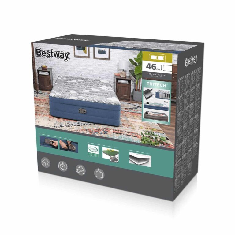 Colchón de aire doble medida Queen 2,03x1,52x46 cm bomba de aire incorporada Bestway Tritech