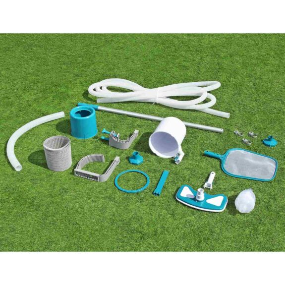 Kit mantenimiento piscina elevada con aspiradora y skimmer Bestway AquaClean Deluxe