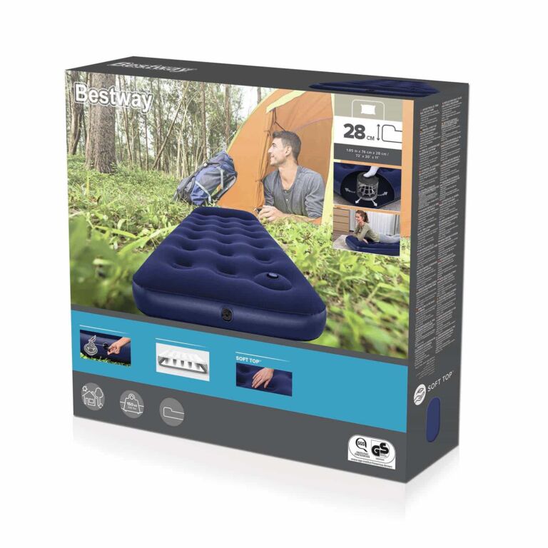 Colchón de aire individual 1,85 m x 76 cm x 28 cm con bomba de pie incorporada Bestway. Jr. Twin