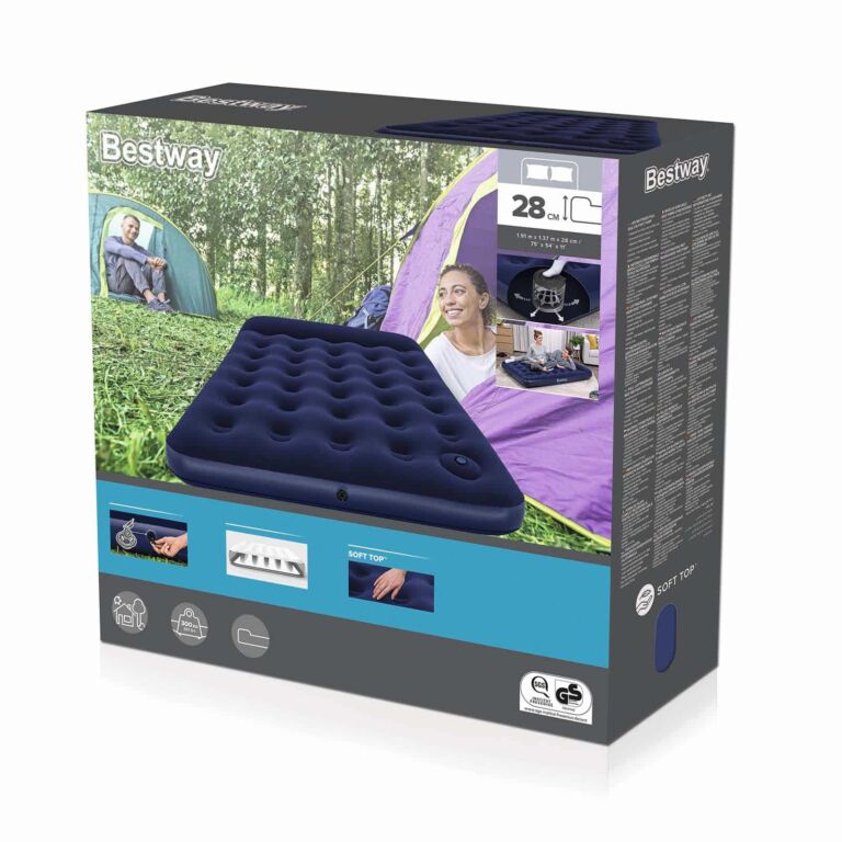 Colchón hinchable 1,91 m x 1,37 m x 28 cm con bomba de pie incorporada Bestway