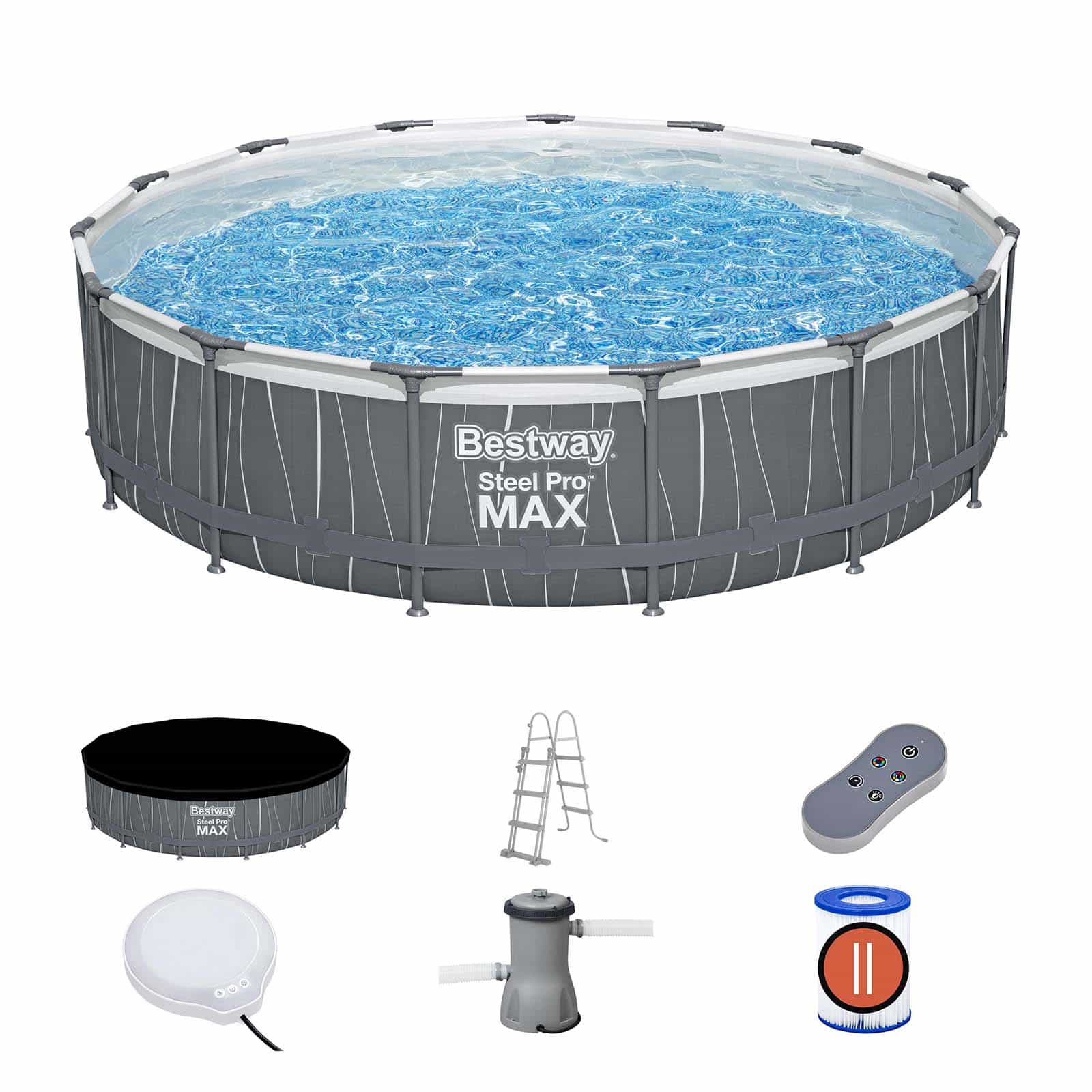 Piscina desmontable redonda con luz 4,57 x 1,07 m Bestway Steel Pro Max Piscina desmontable redonda con luz 4,57 x 1,07 m Bestway Steel Pro Max