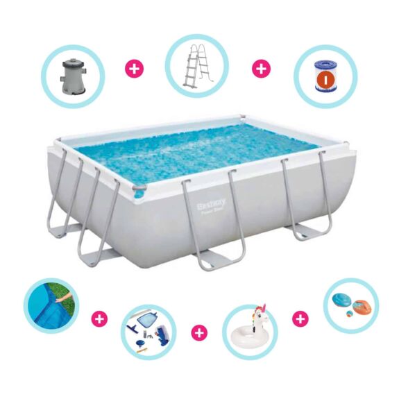 Pack piscina desmontable rectangular 2,87 x 2,01 x 1 m Power Steel + Accesorios