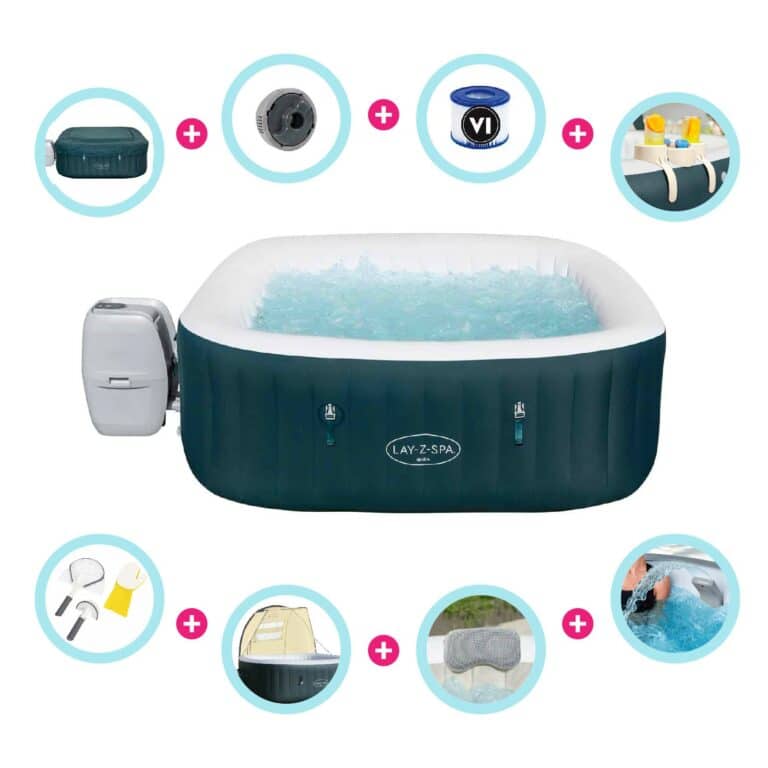 Pack Spa de Hidromasaje Hinchable para 4-6 personas Lay-Z-Spa Ibiza AirJet + Accesorios